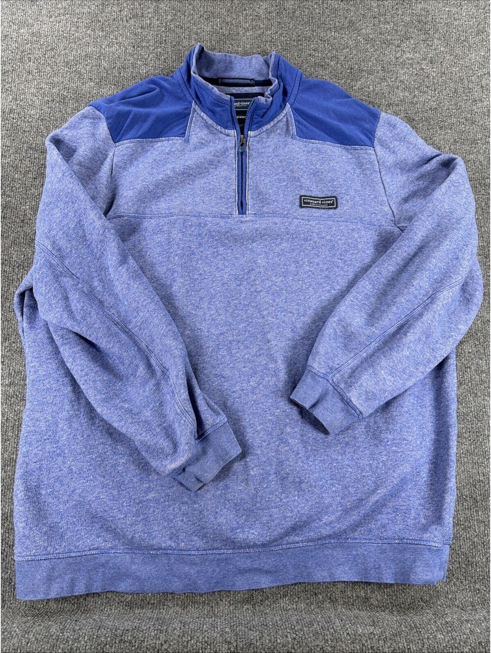 Vineyard Vines The Shep Shirt Blue Heathered 1/4 Zip Pullover-Mens XL